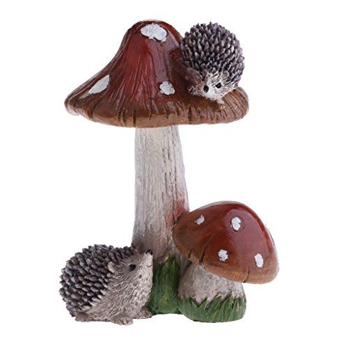 Resin Mushroom With Animal Ornament Fairy Garden Mushroom Garden Pots Decoration Pottery Ornament For Diy Dollhouse Potting Shed Flowerpot Plants Statue - Hedgehog Brown Mushroom #TOP2