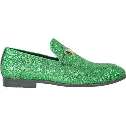 Image of bravo! Men Dress Shoe Prom Slip-on Loafer Lace-up Oxford Cap Toe Metallic Glitter for Wedding Prom Black Blue Green Gold Pink Pewter Purple Silver Red