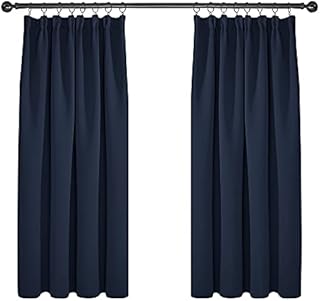 Deconovo Window Treatment Super Soft Thermal Insulated Blackout Curtains 66 x 54 Inch Navy Blue Two Panels