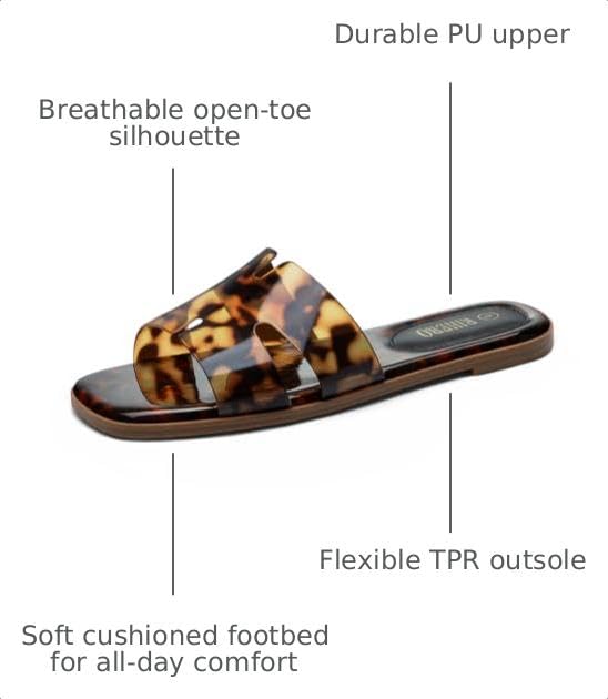 Image of Rihero Flat Sandals Women Dressy Comfortable Slip On Leather Slide Sandals
