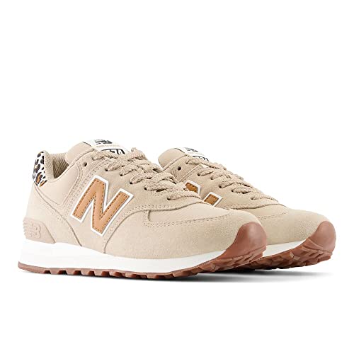 Image of New Balance Women's 574 V2 Animal Print Sneaker, Mindful Grey /Tobacco /White, 5 M