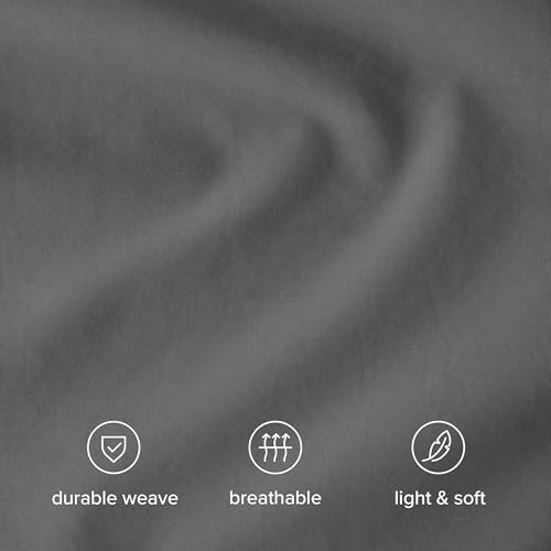 Bare Home 100% Organic Cotton Percale Fitted Sheet (Full XL, Grey) - image 5