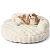 EHEYCIGA Medium Dog Bed and Large Cat Couch – Fluffy Faux Rabbit Fur Pet Sofa for Small and Medium Dogs, Washable Removable Cover, Waterproof and Non-Slip, 30 Inch, Cream
