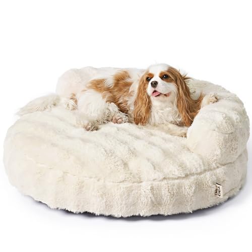 EHEYCIGA Medium Dog Bed and Large Cat Couch – Fluffy Faux Rabbit ...
