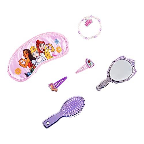 Luv Her Princess Sleepover Set - 6 Pcs - 1 Purple Sleeping Mask - 1 Bedtime Size Hair Brush - 1 Bedtime Size Hand Held Mirror - 2 Hair clips - 1 Crystal Beaded Bracelet - Girls Sleepover Gift - Dress Up Accessories Set - Girls toys