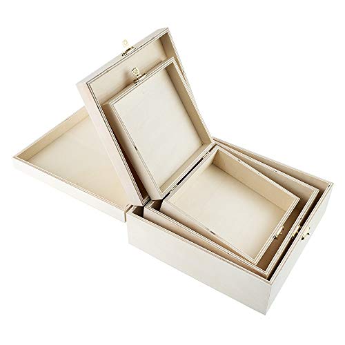 Set di 3 scatole in legno con coperchio | in 3