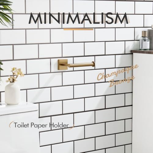 Image of KOKOSIRI Toilet Paper Holder Toilet Roll Holders Hold Mega Rolls Kitchen Bathroom Tissue Paper Dispenser Champagne Bronze Stainless Steel, B2008CPG