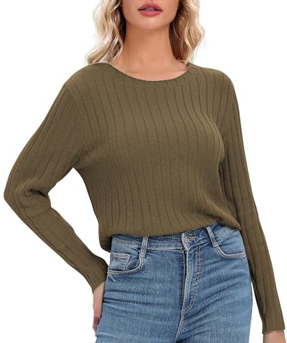 Image of Urban CoCo Women's Lightweight Crewneck Pullover Sweaters Long Sleeve Fall Knitted Sweater Tops