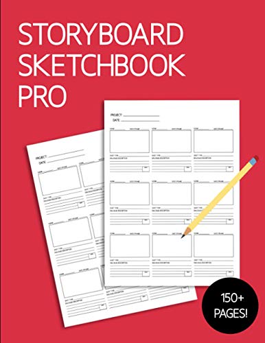 Storyboard Sketchbook PRO - Blank Panel Notebook: Red Cover, Large Print 16:9 Ratio Frames for Animation, Film & Creative Storytelling