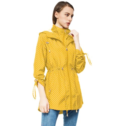Rain-Jacket Women-Waterproof Lightweight-Packable Hood-Raincoat — Travel Windbreaker Coat in A Pouch Polka Dot2