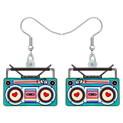 BAMAY Vintage Cassette Tape Pendientes Colgante Corazón Joyería 80S 90S Nostalgia Regalos para Mujere Niña Declaración Pendientes (Pendientes Radio)
