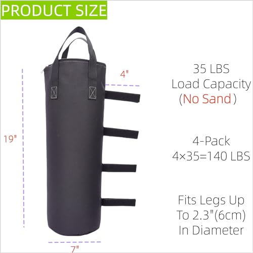 140 LBS Zipper Top Sand Bags for Canopy Legs (Without Sand)-Canopy Weights - Image 2