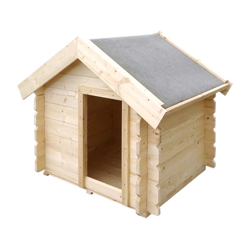 Hundehütte Outdoor kleine Hunde – Hundehaus Holz für Kleiner Rassen, wasserfestes Dach 76 x 99 x H80 cm, Größe S, Timbela M401-1
