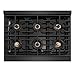 ZLINE Autograph Edition 36 in. Paramount Gas Rangetop with 6 Burner DuoPro™ Cooktop in Black Satin Stainless Steel and Champagne Bronze Accents (PSRTBSZ-36-CB)
