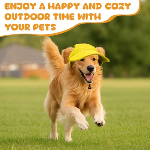 OFFCUP Hunde Baseballmütze Mütze Verstellbar Hunde-Sonnenhut mit Ohrlöchern Outdoor Hundecap Sommer Reise Hut Sonnenhüte Sonnenschutz Sport Sommer-Haustier-Visier für Welpen Katzen (Gelb, XS)