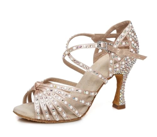 Sandales en cristal avec noeud evase pour le confort de la danse latine