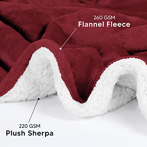 Utopia Bedding Sherpa Bed Blanket Queen Size Red 480Gsm Plush Blanket Fleece Reversible Blanket For Bed And Couch (90X90 Inches) #TOP2