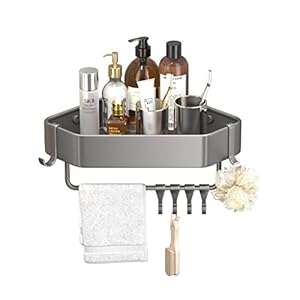 WDX- Gunmetal Grey Badkamerplank Driehoekig Wandgemonteerd No-Punch Corner Toilet Handwasopslag Gemak (Color : Gunmetal Grey, Size : Triple)