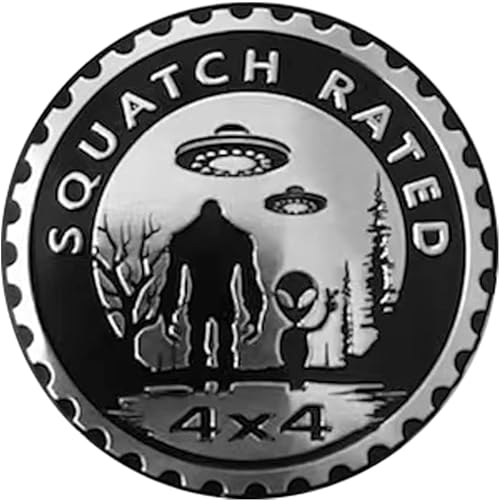 Image of Squatch Aliens 4Pcs Badge Rated Metal Automotive Emblem, 3D Car Badges Compatible for Jeep Wrangler Vehicles Trucks SUV