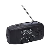 SEAFRONT Hand Kurbelradio, 6000mAh Wetterradio mit Solarpanel, USB Ausgang Notfallradio, WB FM AM, 1W LED Taschenlampe für Notfall Im Freien, IPX3 Wasserdicht (Black)