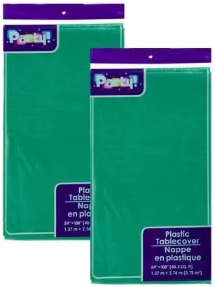 2-Pack Green Disposable Plastic Tablecloths/Table Covers, 54 x 108 inches each