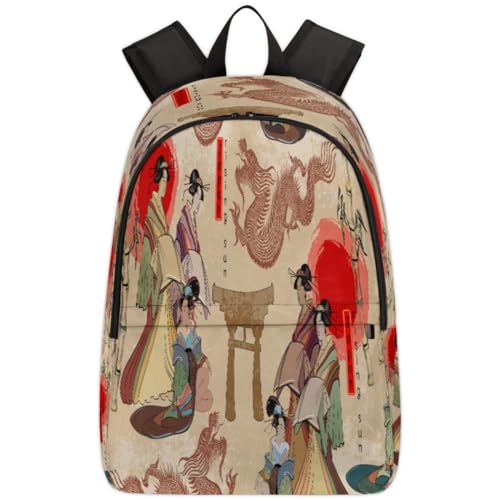 Sac à dos d'école léger 17,4L avec motif japonais pour soulager le dos