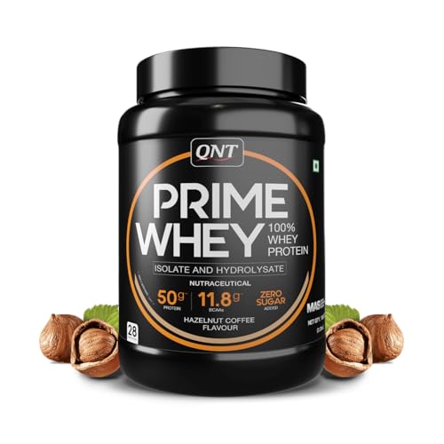 Image of QNT Prime Whey Protein Powder - Hazelnut Coffee | 25g Protein Per Scoop | Whey Isolate, Concentrate & Hydrolysate Blend | 28 Servings | Muscle Growth, Recovery & Strength | 1kg