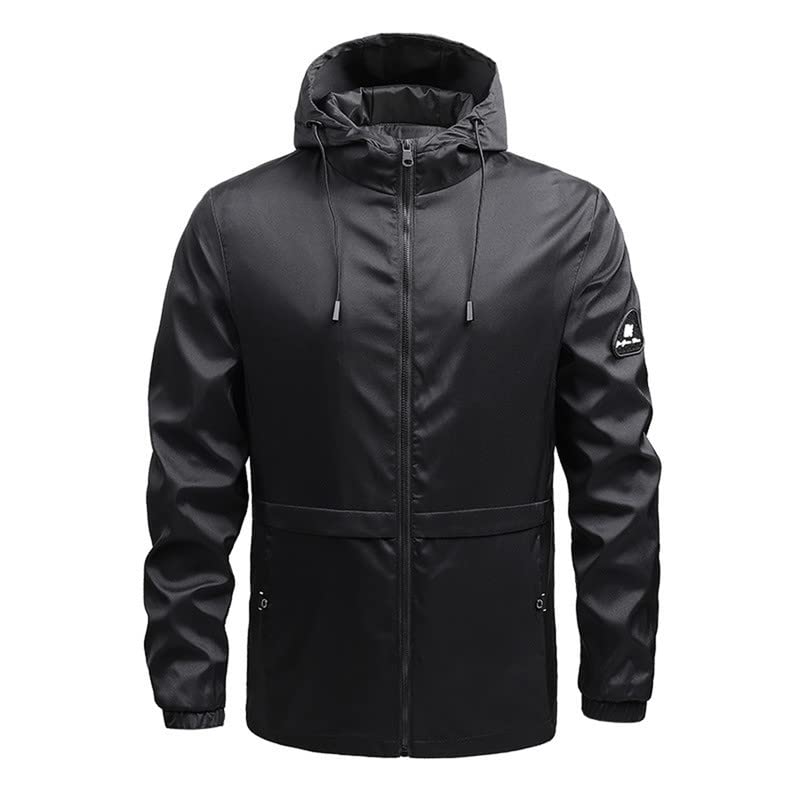 Veste coupe-vent légère à capuche homme Noir XL imperméable pour sport et randonnée