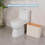 efluky Toilet Paper Basket, Toilet Paper Storage with Lid, Toilet Paper Organizer for Bathroom, Free Standing Toilet Paper Holder with Storage, Beige - Image 5