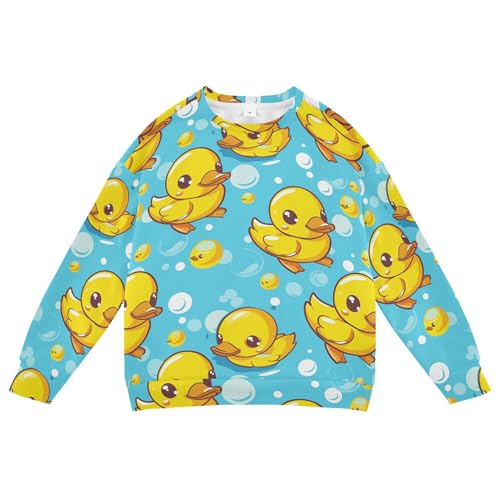 JUNZAN Cute Yellow Ducks Blue Little Girls Sweatshirt Hoodie Fleece Hoodies for Girls Sports 4T