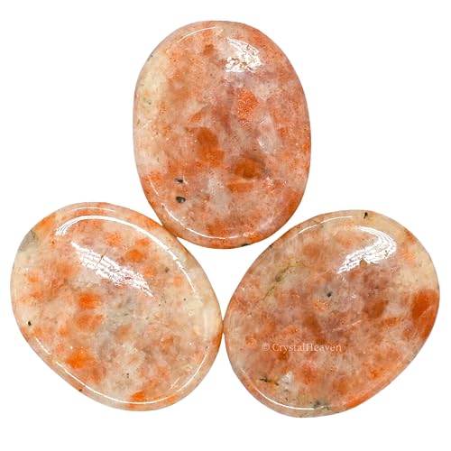 Image of Certified Sunstone Crystal Thumb Worry Pebbles Stones for Stress Relief