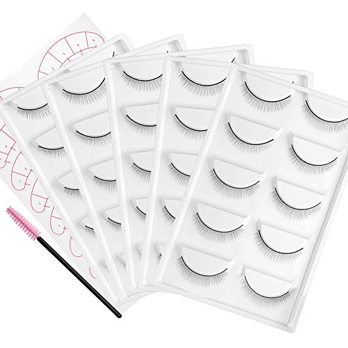 Preisvergleich Produktbild 25 Paar Übungswimpern Trainingswimpern Augen Make-Up Zubehör Perfekt für Wimpernverlängerungs-Beginner -25 Paar / 5 Pack, Gratis mit Wimpernbürste+7 Paare 5-Zonen-Augenpads von GEMERRY