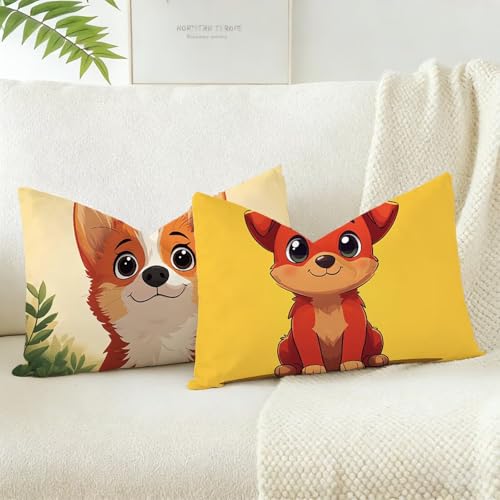 Funda Cojin 50x70 Juego 2, Amarillo Cojines Exterior Jardin Impermeable Terciopelo Fundas de Almohada, Perro Cojines Cama Decorativos, para Primavera Decorativos Salón Dormitorio, Regalos D-616