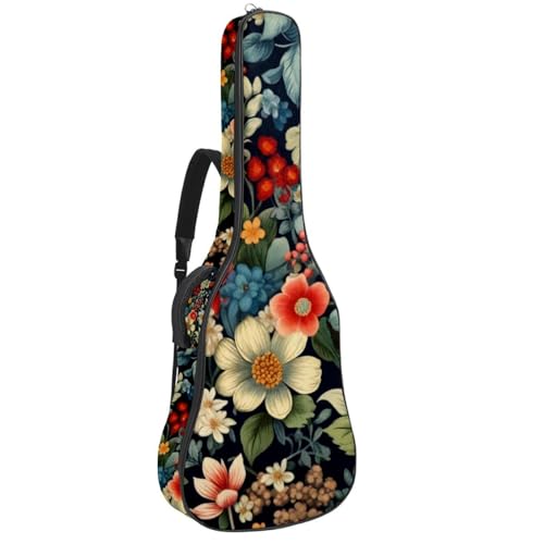 Sac de transport pour guitare acoustique floral 104 cm en tissu Oxford