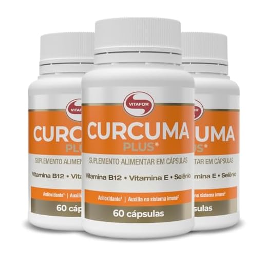 Kit 3 Cúrcuma Plus Vitafor 500mg 60 cápsulas