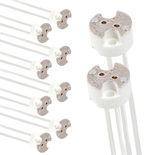 10 Piezas Casquillos GU5.3 Bombilla con Cable de Silicona 14CM, Portalámpara de Casquillo GU5.3, Base Bombilla MR16 Tomas Cerámicas para LED y Halógenas