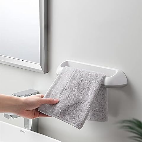 Xicennego 11 Inches Non-Perforated Towel Holder, Bathroom Towel Bar Kitchen Dishcloth Hanger, Paste Wall-Mounted Hand Towel Rack Cover