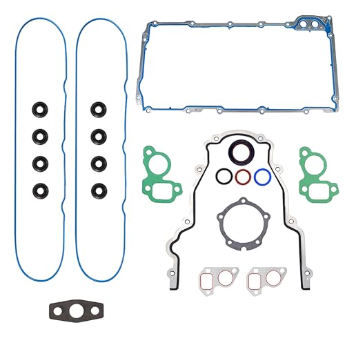 Image of LS Gasket Kit for GM V8 Engine 4.8L 5.3L 5.7L 6.0L 6.2L Chevrolet GMC Cadillac Pontiac Saab - Oil Pan Gasket, Front Timing Cover Gasket & Valve Cover Gasket Set - OS30693R TCS45993 VS50504R1