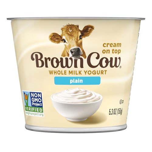Image of Brown Cow Cream Top Plain Whole Milk Yogurt, 5.3 oz. Cup - Creamy, Delicious Yogurt