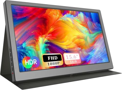 Image of 15.6inch Portable Monitor, FHD 1080P USB-C HDMI Gaming Ultra-Slim IPS Display for Laptop, PC, Mac Phone, PS, Xbox, Swich, IPS Computer Monitor with Premium Smart Cover & Speakers