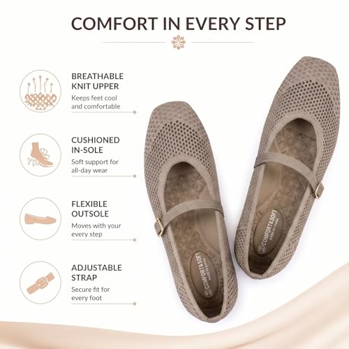 Image of Frank Mully Womens Casual Flat Shoes Square Toe Shoes Knitted Mesh Flat Comfort Work Flat Shoes for Daily Washable