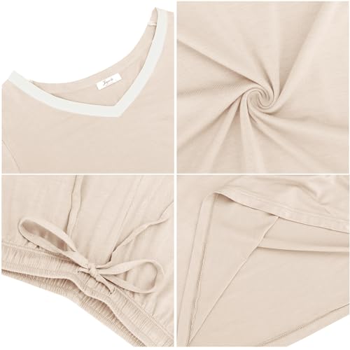 Image of Joyaria Cooling Pajamas Bamboo Viscose Women Short Sleeve V Neck PJ Shorts Set