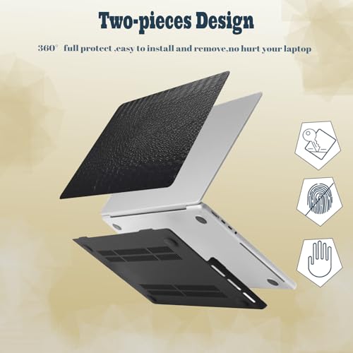 Funda MacBook Air 13 M1 negra con carcasa de cuero cocodrilo y protector de teclado 4