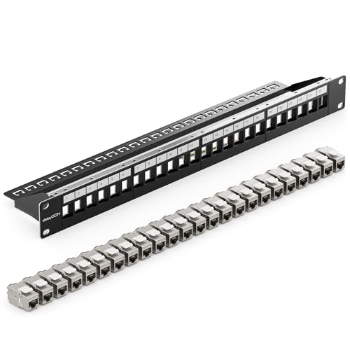 Panneau de Brassage CAT 8 deleyCON 24 Ports 1U avec Modules Keystone RJ45 40Gbit/s