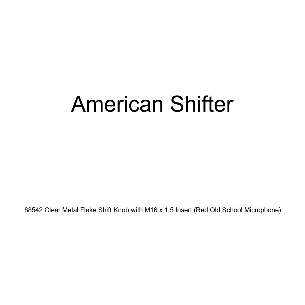 American Shifter 88542 Clear Metal Flake Shift Knob with M16 x 1.5 Insert (Red Old School Microphone)