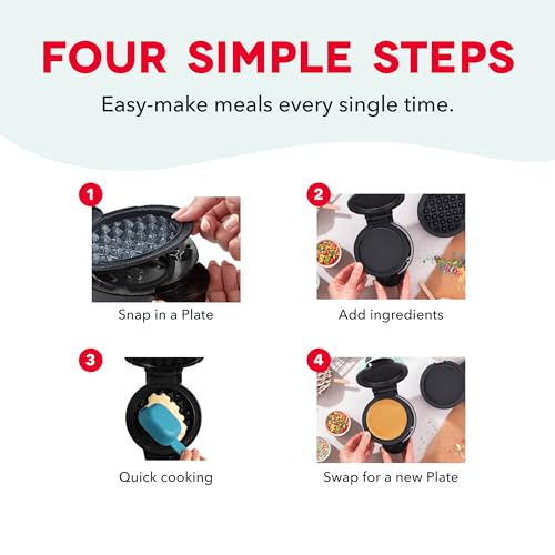 Image of Dash MultiMaker Mini System Removable Plate Set - Mini Pancake Maker - Ceramic, Nonstick Replacement Plates - Waffle Maker Not Included - 4-Inch - Two-Pack - Griddle Plates