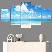 SIGNWIN 5 Panel Canvas Wall Art Modern Art Beach Coastal Expressive Global Multicolor Photography for Home Decorations Ready to Hang - 60