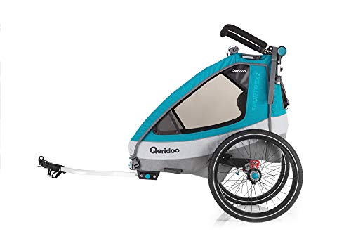 Qeridoo Sportrex2 (2020/2021) Fahrradanhänger 2 Kinder, einstellbare Federung - Petrol