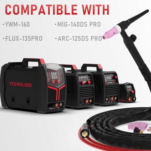 Image of YESWELDER TIG Torch, TIG Welding Torch WP-17V 13 ft 150A 10-25mm Air
