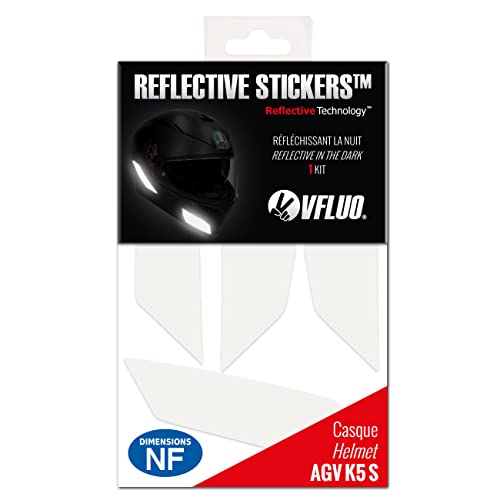 VFLUO - Gama de Pegatinas Retro Reflectantes - Casco Moto AGV K5 S™ - Tiras Homologadas FR - Tecnología 3M™ - Visibilidad & Resistencia - Discreta & Diseño - Adherencia máxima - Blanco/Plata Cover